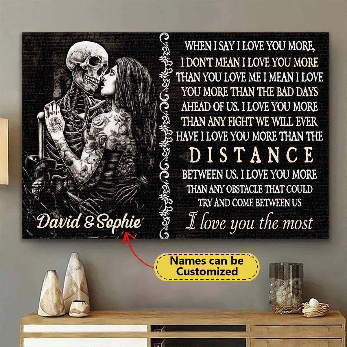 When I Say I Love You More - Gothic Skull Personalized Horizontal Canvas - Wonder Skull
