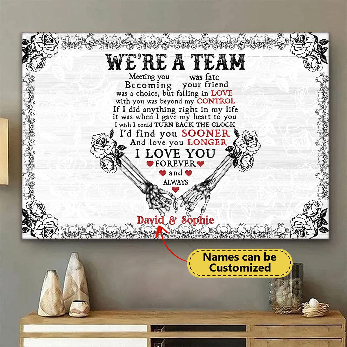 I Love You Forever - Gothic Skull Personalized Horizontal Canvas - Wonder Skull