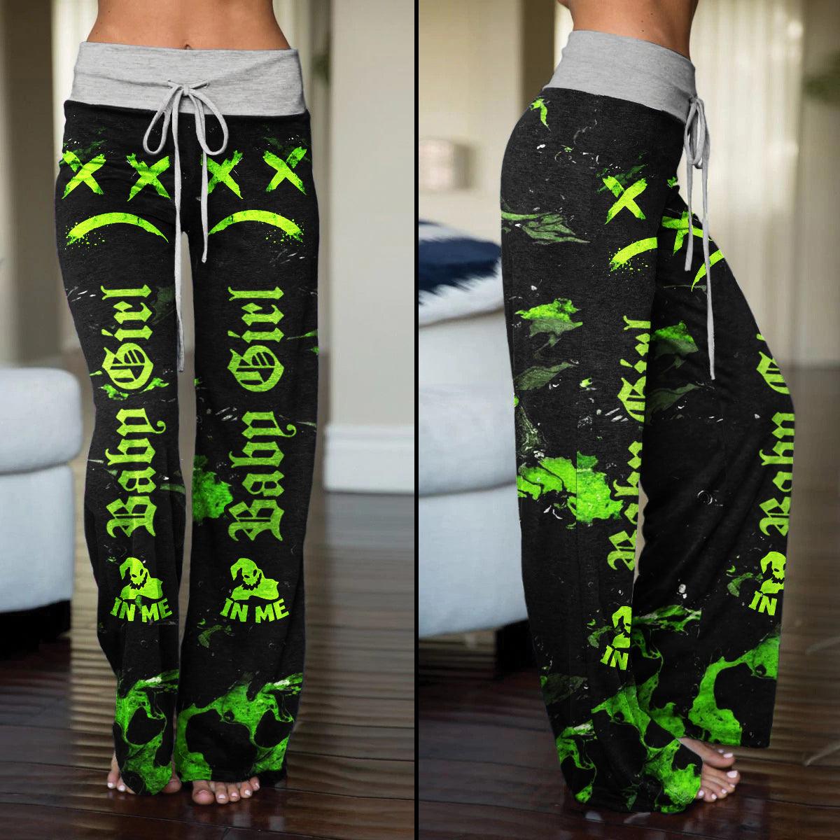 Baby Girl Green Face Smile High-waisted Straight-leg Trousers - Wonder Skull