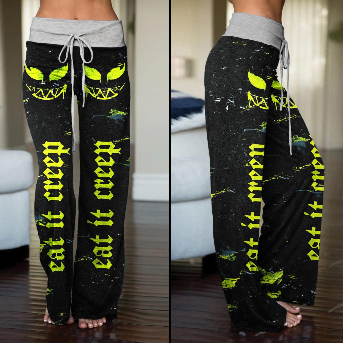 Eat It Creep Skull Smile High-waisted Straight-leg Trousers - Wonder Skull