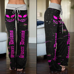 Sweet Dream Pink Skull Smile High-waisted Straight-leg Trousers - Wonder Skull