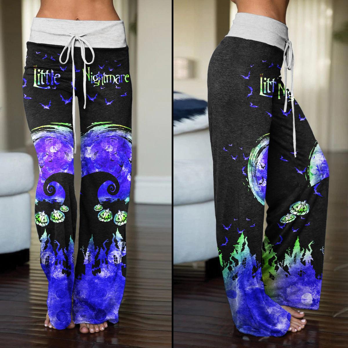 Little Nightmare Purple High-waisted Straight-leg Trousers - Wonder Skull