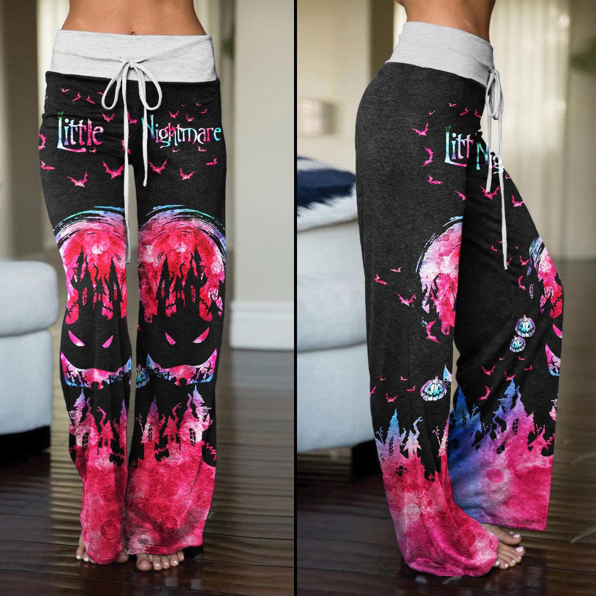 Little Nightmare Bat Pink High-waisted Straight-leg Trousers - Wonder Skull