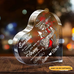 You Are My Sunshine - Customized Skull Couple Crystal Heart Anniversary Gifts - Wonder Skull