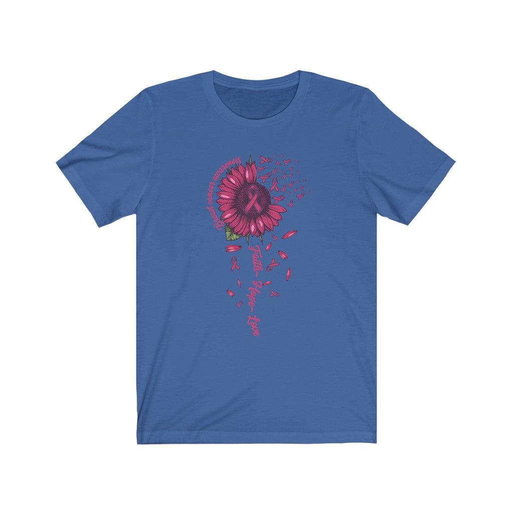 Sunflower Breast Cancer Awareness Faith Hope Love T-Shirt - Wonder Skull