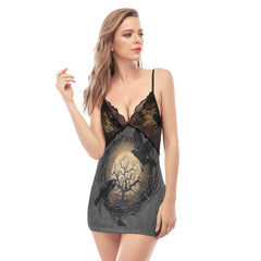 Couple Raven Lace Chemise Nightgown, Sexy Night Dress - Wonder Skull