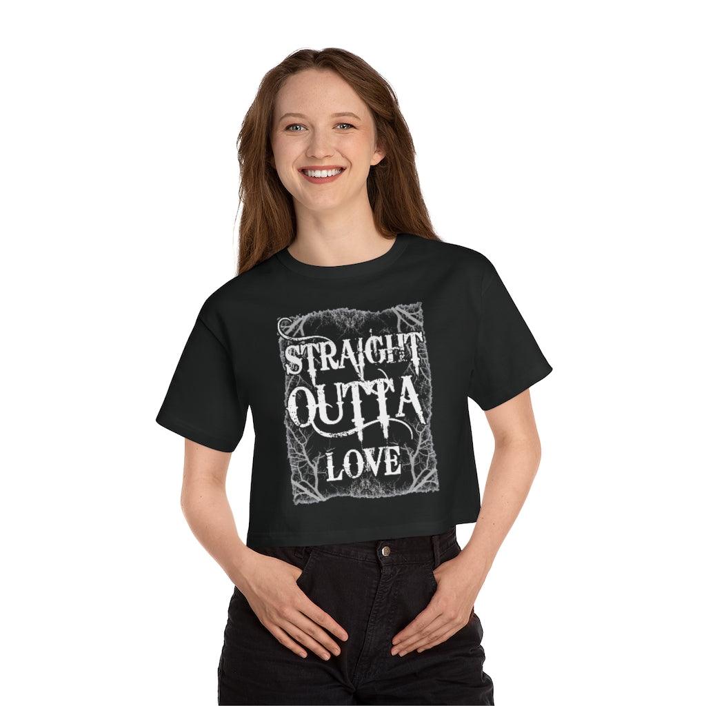 Straight Outta Love Anti Valentine Women's Heritage Cropped T-Shirt - Wonder Skull