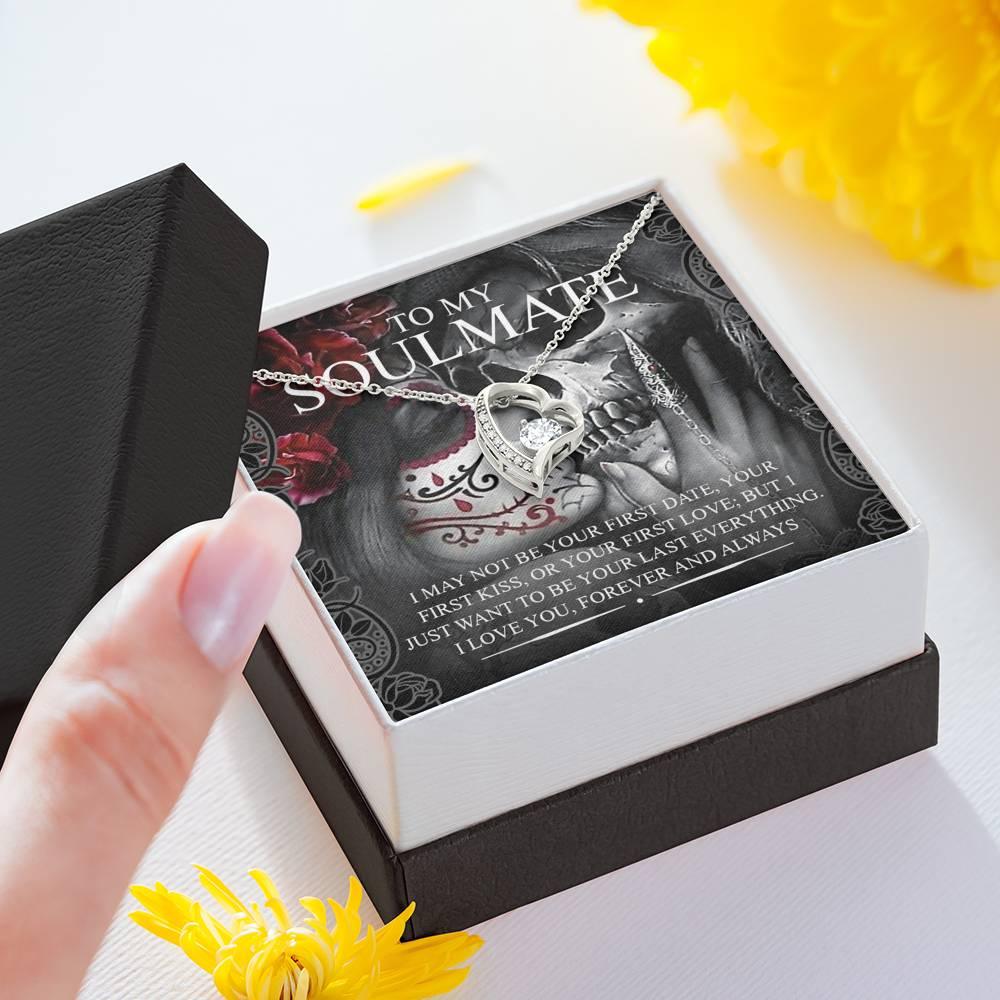 To My Soulmate Forever Love Necklace with Mahogany Style Wooden Box - Wonder Skull