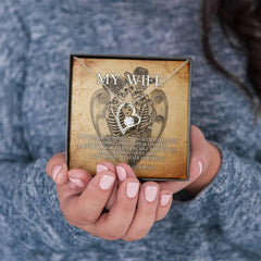 To My Wife Forever Love Necklace with Mahogany Style Wooden Box - Wonder Skull