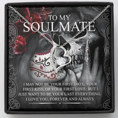 To My Soulmate Forever Love Necklace with Mahogany Style Wooden Box - Wonder Skull