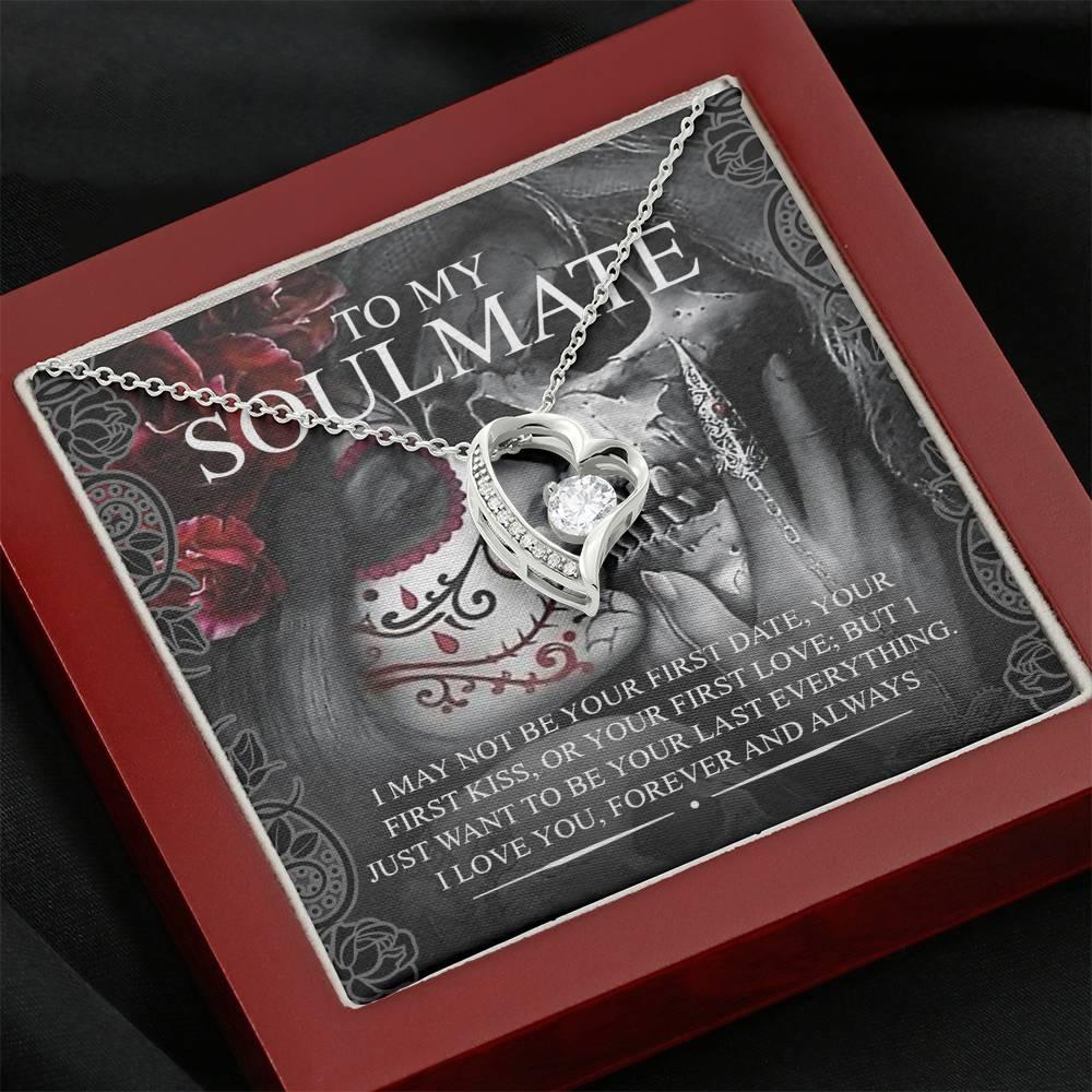 To My Soulmate Forever Love Necklace with Mahogany Style Wooden Box - Wonder Skull