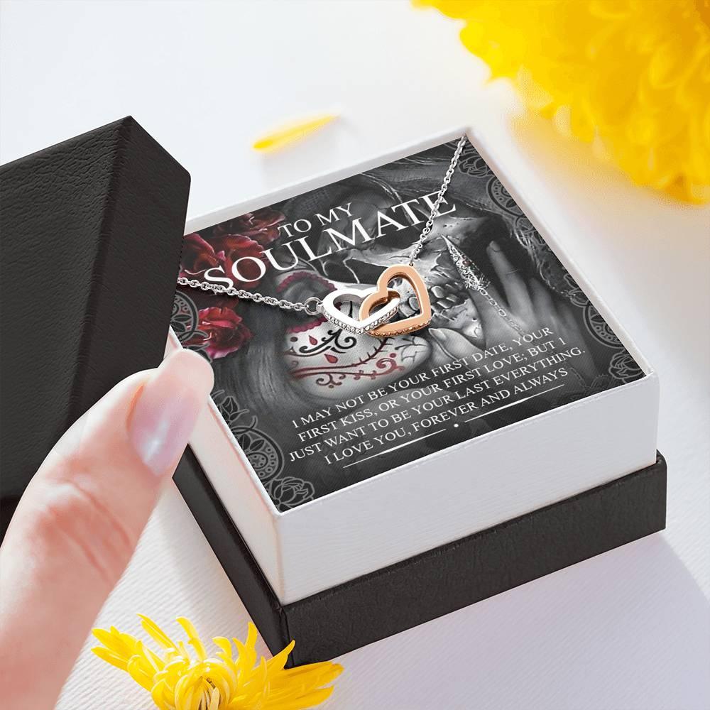 To My Soulmate Interlocking Hearts with Mahogany Style Luxury Box & POD Message Card - Wonder Skull