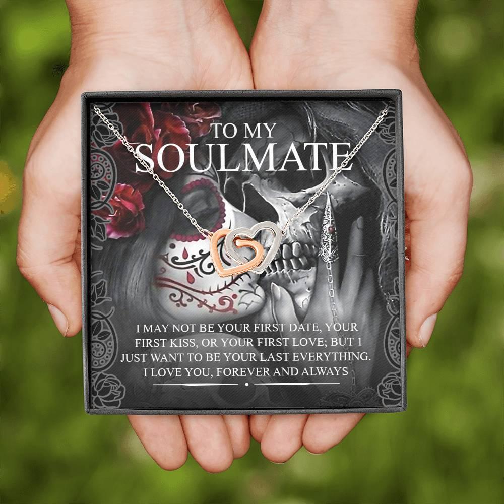 To My Soulmate Interlocking Hearts with Mahogany Style Luxury Box & POD Message Card - Wonder Skull