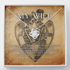 To My Wife Love Knot with Mahogany Style Luxury Box & POD Message Card - Wonder Skull