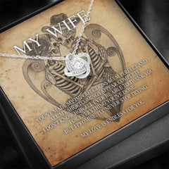 To My Wife Love Knot with Mahogany Style Luxury Box & POD Message Card - Wonder Skull