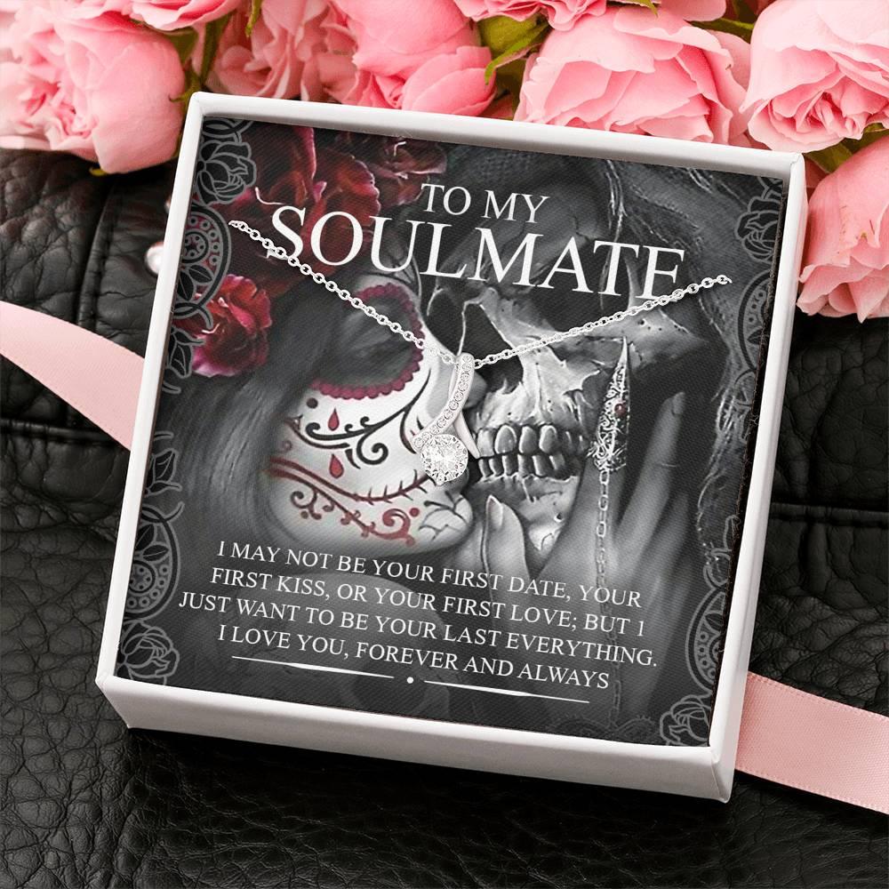 To My Soulmate Alluring Beauty Necklace with Mahogany Style Luxury Box & POD Message Card - Wonder Skull