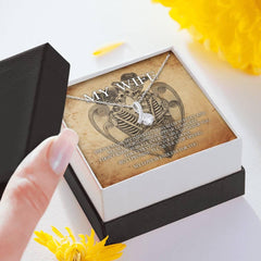 To My Wife Alluring Beauty Necklace with Mahogany Style Luxury Box & POD Message Card - Wonder Skull