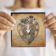 To My Wife Alluring Beauty Necklace with Mahogany Style Luxury Box & POD Message Card - Wonder Skull