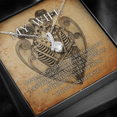 To My Wife Alluring Beauty Necklace with Mahogany Style Luxury Box & POD Message Card - Wonder Skull