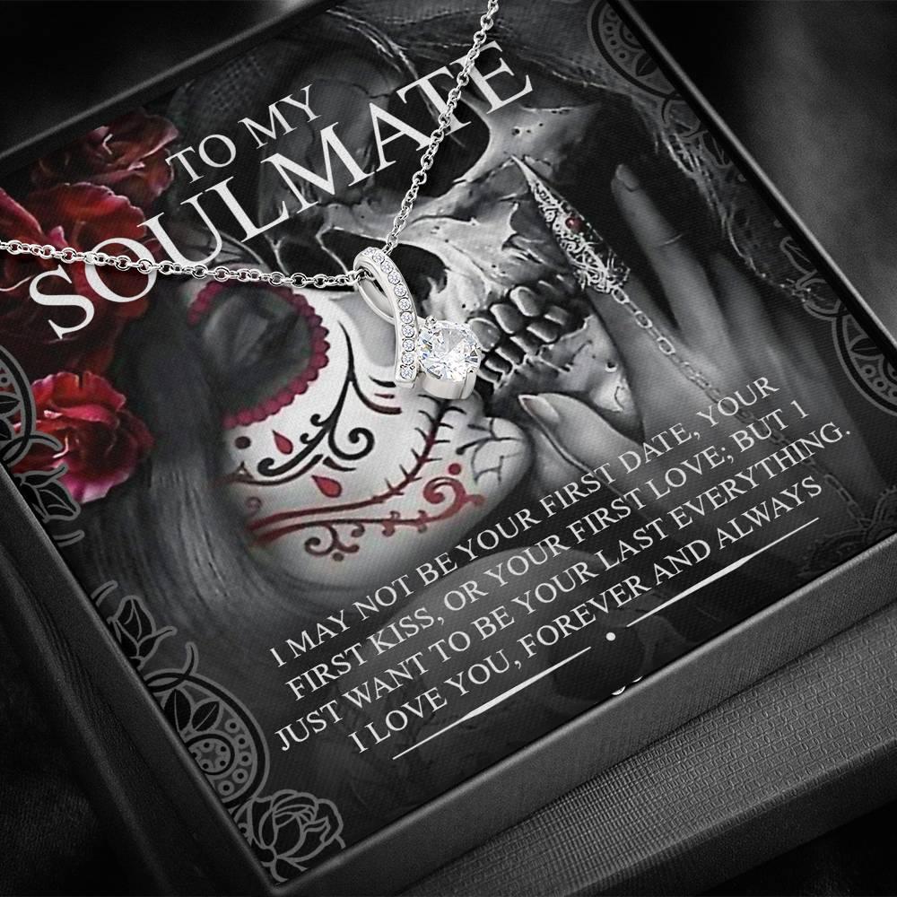 To My Soulmate Alluring Beauty Necklace with Mahogany Style Luxury Box & POD Message Card - Wonder Skull