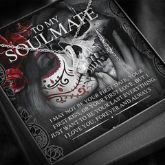 To My Soulmate Alluring Beauty Necklace with Mahogany Style Luxury Box & POD Message Card - Wonder Skull