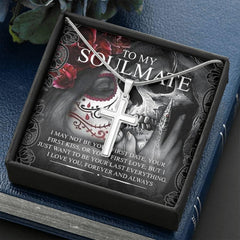 To My Soulmate Artisan Crafted Cross with Mahogany Style Luxury Box & POD Message Card - Wonder Skull