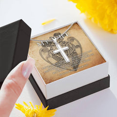 To My Wife Artisan Crafted Cross with Mahogany Style Luxury Box & POD Message Card - Wonder Skull