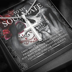 To My Soulmate Artisan Crafted Cross with Mahogany Style Luxury Box & POD Message Card - Wonder Skull