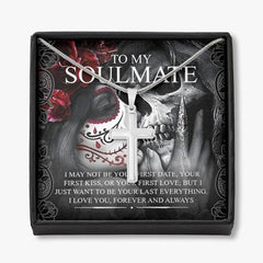 To My Soulmate Artisan Crafted Cross with Mahogany Style Luxury Box & POD Message Card - Wonder Skull