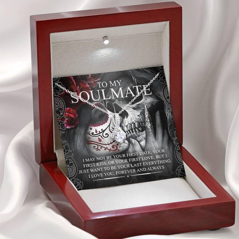 To My Soulmate Alluring Beauty Necklace with Mahogany Style Luxury Box & POD Message Card - Wonder Skull