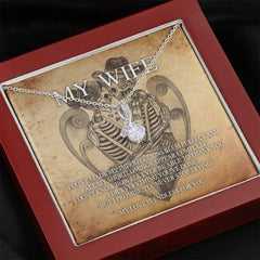 To My Wife Alluring Beauty Necklace with Mahogany Style Luxury Box & POD Message Card - Wonder Skull