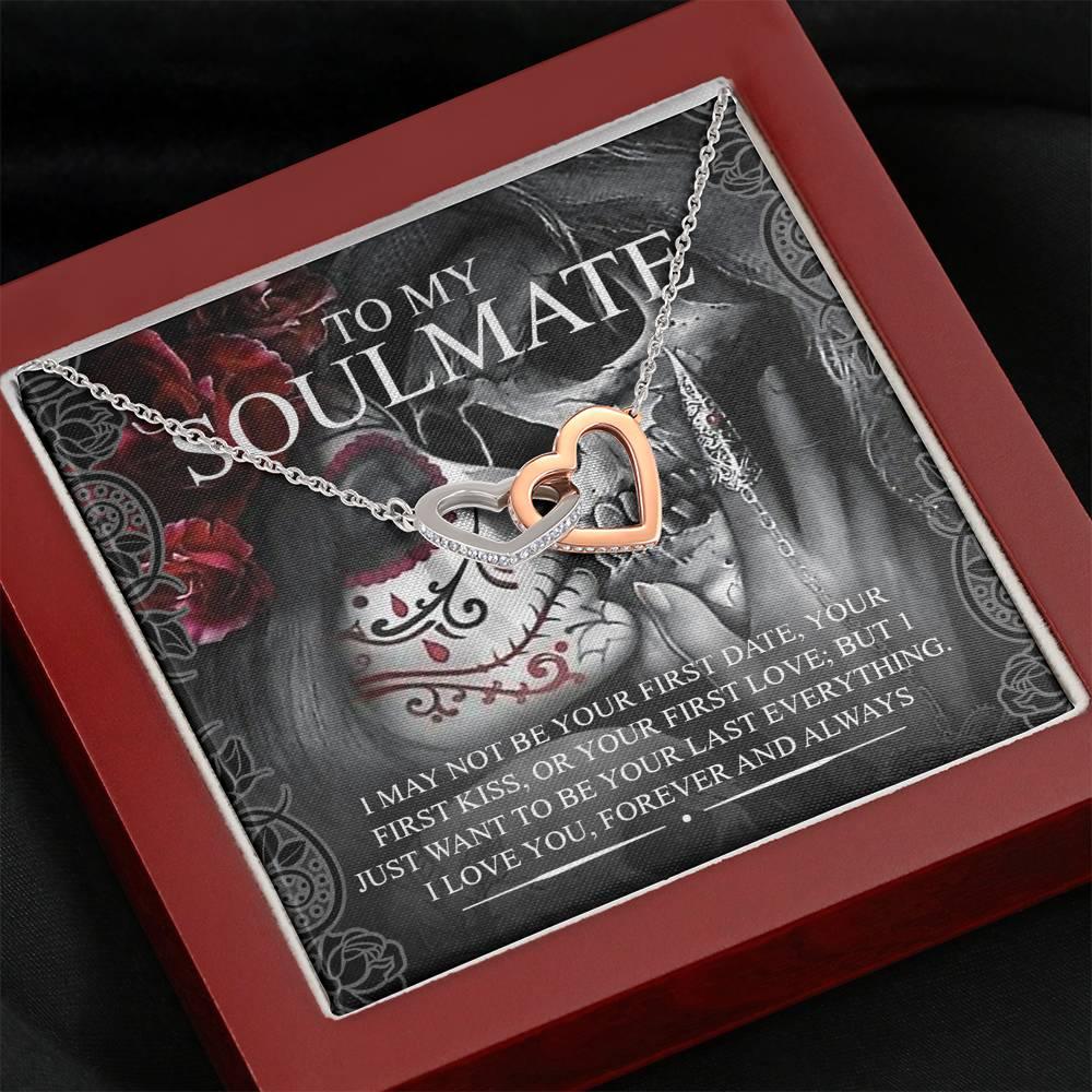 To My Soulmate Interlocking Hearts with Mahogany Style Luxury Box & POD Message Card - Wonder Skull