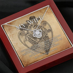 To My Wife Love Knot with Mahogany Style Luxury Box & POD Message Card - Wonder Skull