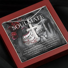 To My Soulmate Artisan Crafted Cross with Mahogany Style Luxury Box & POD Message Card - Wonder Skull