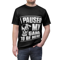 I Paused My Game - Unisex AOP Cut & Sew Tee - Wonder Skull