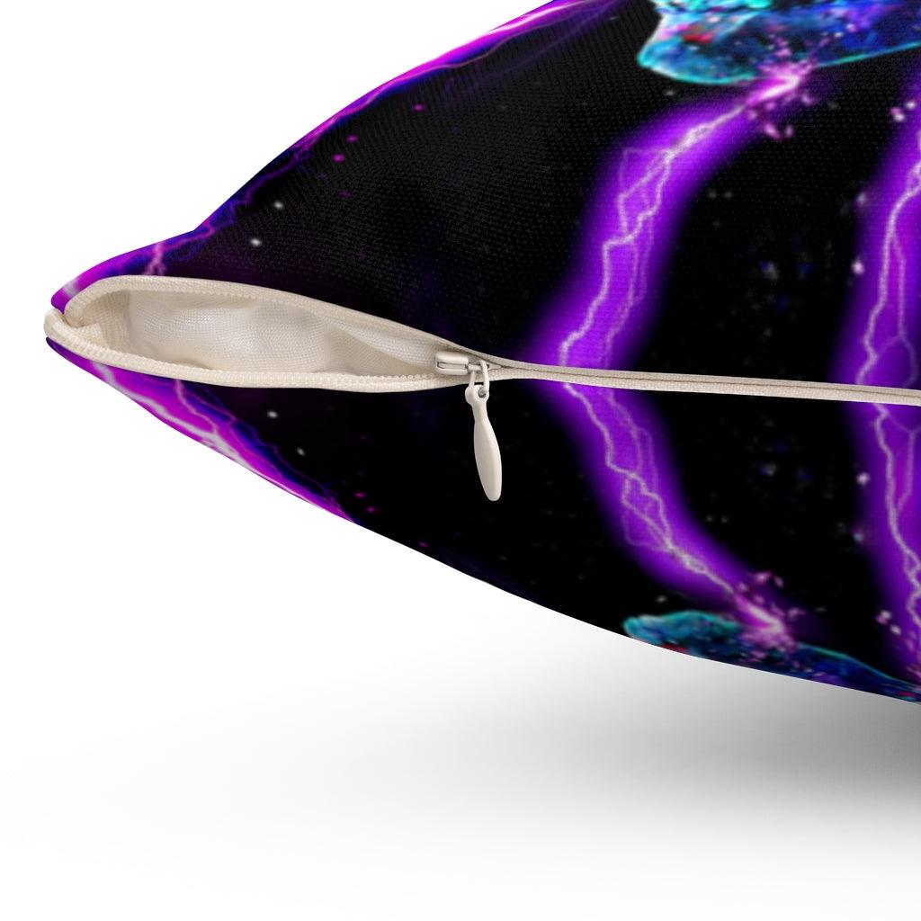 Purple Lightning Skull Spun Polyester Square Pillow - Wonder Skull