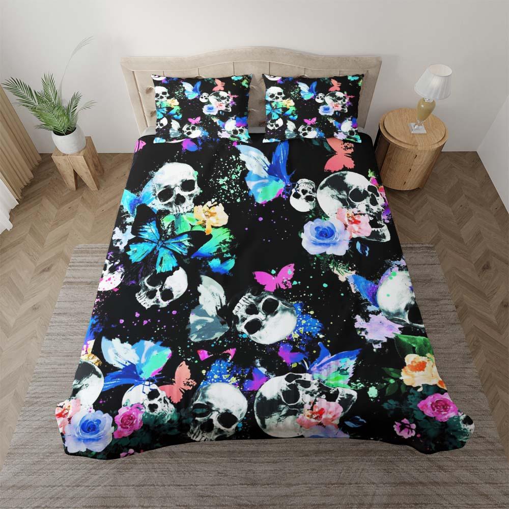 Butterfly Skull Pattern Duvet Cover Set - Wonder Skull