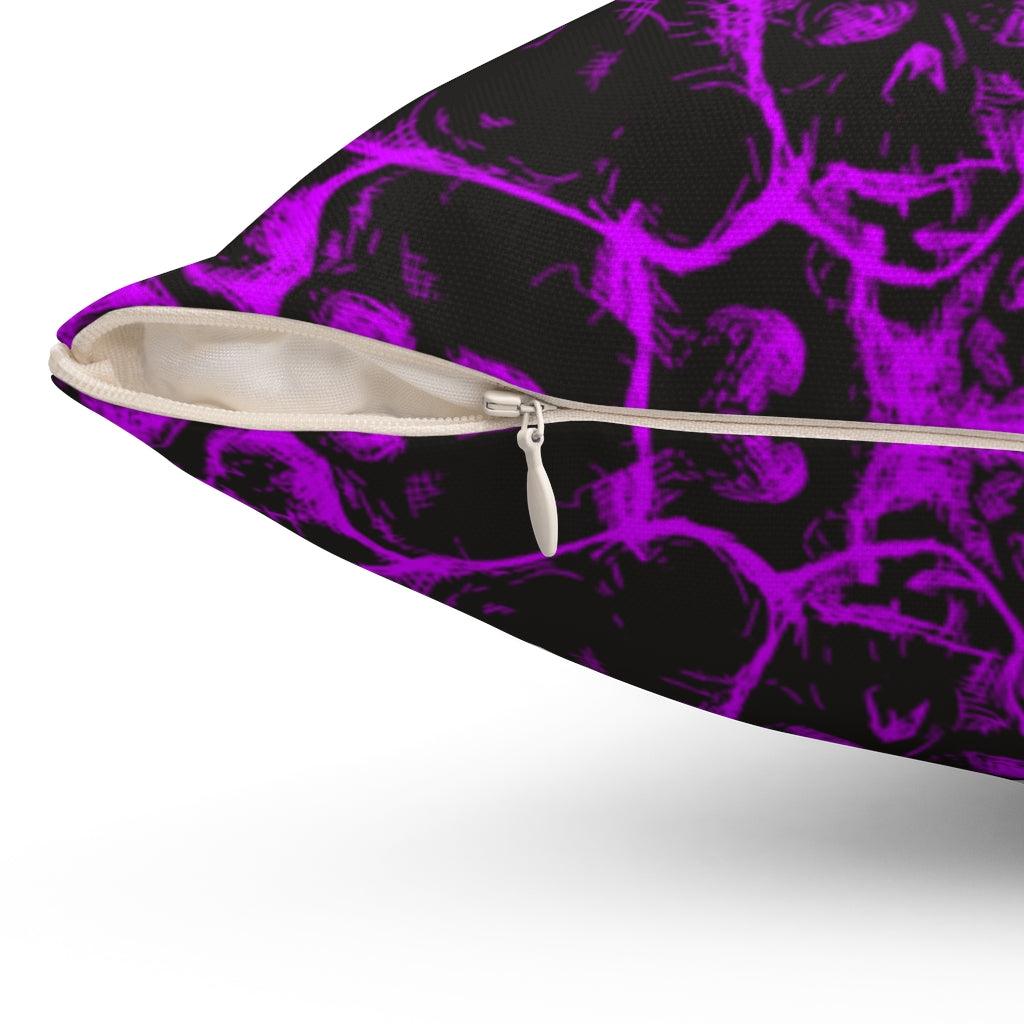 Magenta Scary Skull Pattern Spun Polyester Square Pillow - Wonder Skull