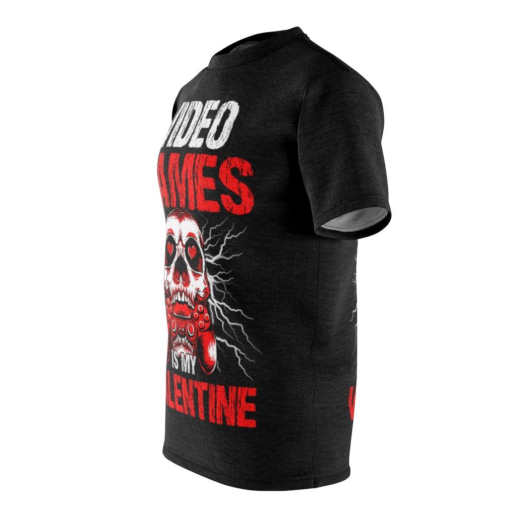 Video Games Is My Valentine - Unisex AOP Cut & Sew Tee - Wonder Skull