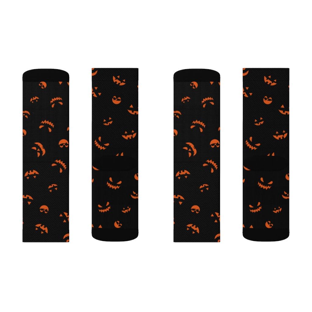 Horror Pumpkin Halloween Sublimation Socks - Wonder Skull