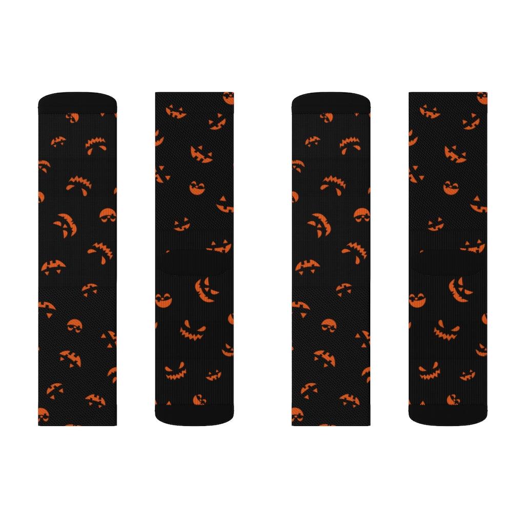 Horror Pumpkin Halloween Sublimation Socks - Wonder Skull