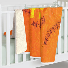 Halloween Pumpkin Sherpa Fleece Blanket - Wonder Skull