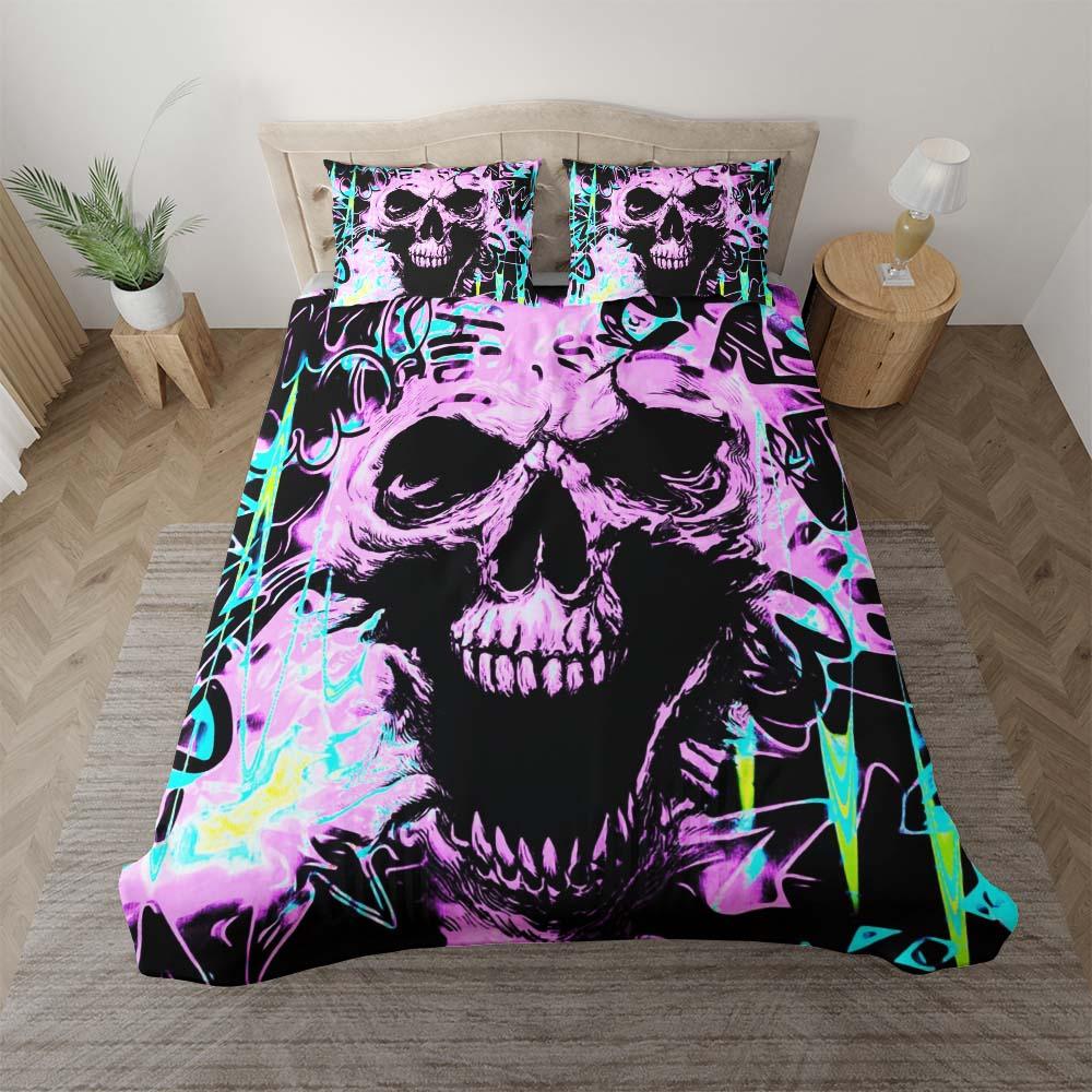 Chromatic Skull Splatter Duvet Cover Set - Wonder Skull