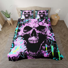 Chromatic Skull Splatter Duvet Cover Set - Wonder Skull