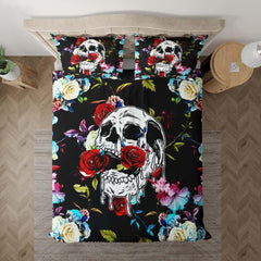 Colorful Floral Skull Duvet Cover Set - Wonder Skull