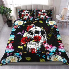 Colorful Floral Skull Duvet Cover Set - Wonder Skull
