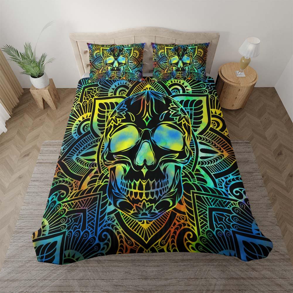 Colorful Mandala Skull Duvet Cover Set - Wonder Skull