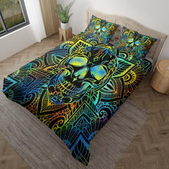 Colorful Mandala Skull Duvet Cover Set - Wonder Skull