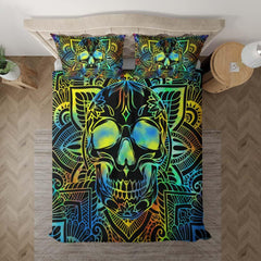 Colorful Mandala Skull Duvet Cover Set - Wonder Skull