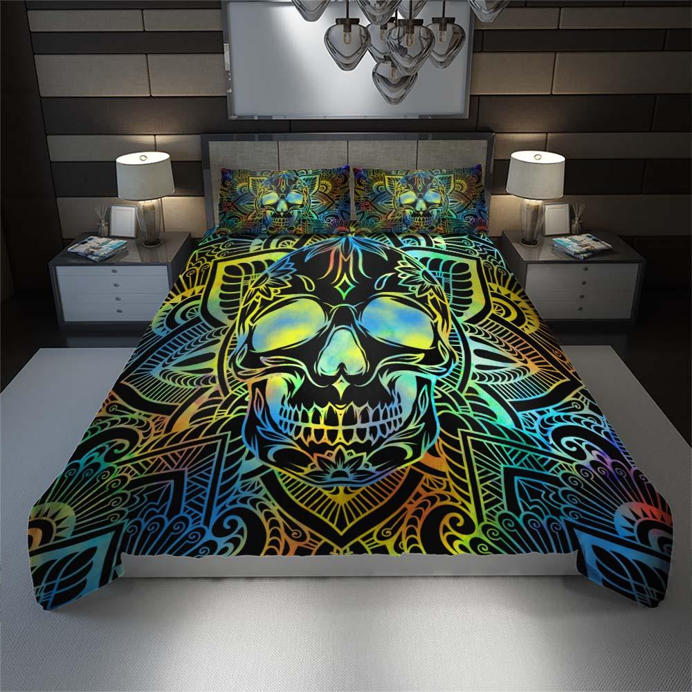 Colorful Mandala Skull Duvet Cover Set - Wonder Skull